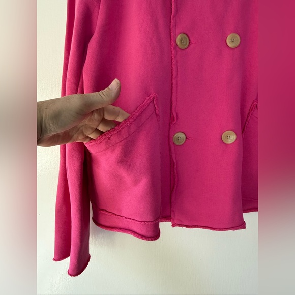 New! Frank & Eileen Mini Belfast Cardigan Soft Blazer Triple Fleece Rose Pink L - Picture 5 of 9